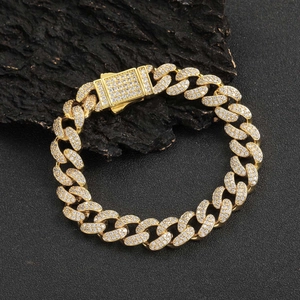 Hip Hop Cuban Link Bracelet Men Copper Inlaid Zirconia Iced Out Gold Silver Plated Chain Bracelet Fashion Jewelry Streetwear Gift
