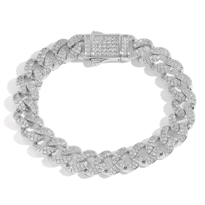 Hip hop 12mm 925 sterling silver Cuban link necklace with iced out moissanite box clasp