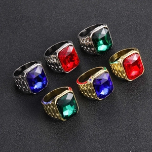 Anillos hip hop vintage para hombre con rubí, zafiro y esmeralda en acabados oro y plata