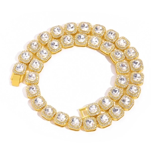 Hip Hop 13mm vergoldete Halskette mit quadratischen Zirkonia Diamanten für Herren Iced Out
