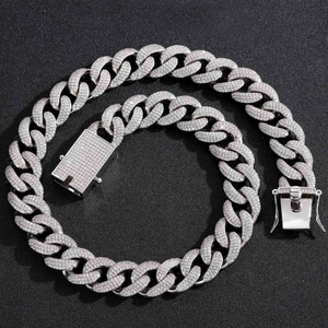 18mm Iced Out Triple Row Zirconia Cuban Link Chain Necklace For Men Hip Hop Copper Gold Silver Plated Jewelry