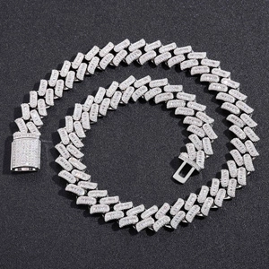 Hip Hop Iced Out Cuban Link Necklace Copper Zirconia Inlaid Heavy Thorn Chain For Men Gold Silver Plated Jewelry