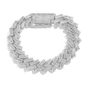 Men's hip hop 16mm iced out thorn Cuban link bracelet with square zircon box clasp