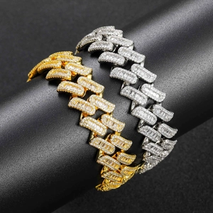 Iced out 16mm Miami Cuban link bracelet in gold and silver with zircon pave setting