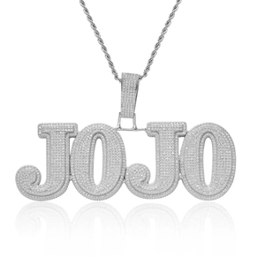 Προσαρμοσμένο κολιέ hip hop με μενταγιόν JOJO και στριφτή αλυσίδα σε ασημί χρώμα