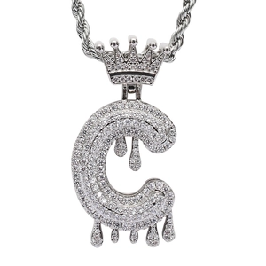Iced out hip hop crown letter G pendant in 925 silver with sparkling moissanite stones