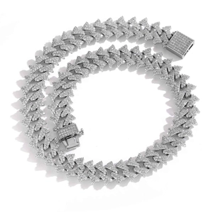 Hip-Hop 18mm Stachel-Panzerkette mit Zirkonia-Besatz und massivem Federverschluss