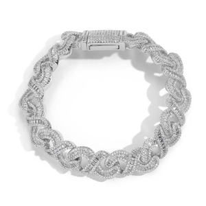 Bracelet cubain luxueux de 12 mm avec pierres en zircon et fermoir à boîte sécurisé