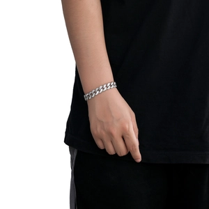 Bracciale cubano da uomo 13mm con zirconi quadrati micro-incastonati stile hip hop