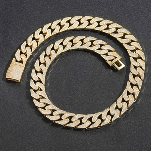 Collana a catena cubana da 16mm in oro con cristalli micro-pave scintillanti da uomo