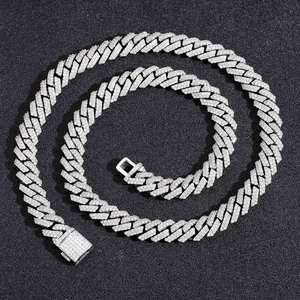 Iced Out Cuban Link Chain Brass Cubic Zirconia Hip Hop Necklace Bracelet Luxury Fashion Jewelry For Men Women