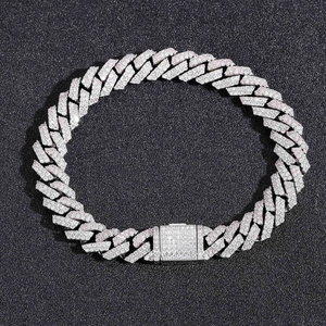 Iced out 10mm Moissanite 925 silver Cuban link chain necklace with secure box clasp