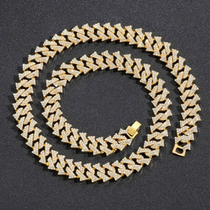 Hip Hop Legierung Panzerkette Halskette Für Herren Voll Strass Geometrisch Pave Iced Out Gold Silber Plattiert Schmuck Zubehör
