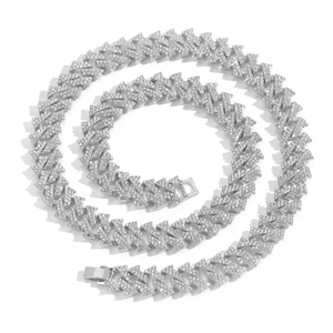 Herren Hip Hop Silber Cuban Kette Halskette mit mikropave-besetzten Strasssteinen
