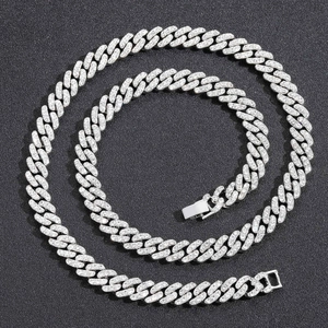 Hip Hop Cuban Link Chain Necklace For Men Women Gold Silver Plated Alloy Rhinestone Iced Out Jewelry Accessories