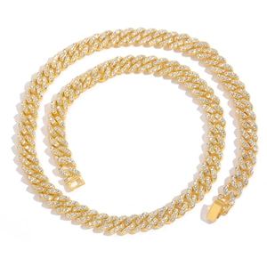 Hip hop 9mm gold-plated Cuban link necklace for men and women with sparkling iced-out zircons