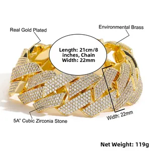 Detailansicht des 22mm Panzerarmbandes mit 5A+ Zirkonia und echter Goldbeschichtung