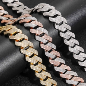Detailansicht der 22mm Cuban Link Ketten mit Zirkonia in Gold und Silber Ausführung