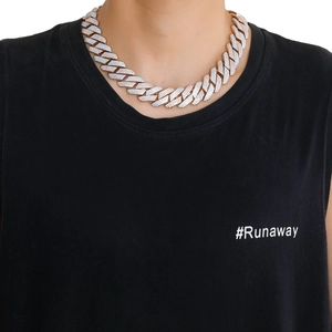 20mm iced out Cuban chain in rose gold and silver tone with triple row zircon stones