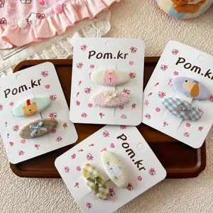 Lot de Barrettes à Cheveux Dessin Animé pour Filles Motif Plaid Tissu Enveloppé Décoration Nœud Papillon Épingles à Cheveux