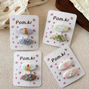 Lot de barrettes roses avec animaux de dessins animés et motifs de cœurs pour filles