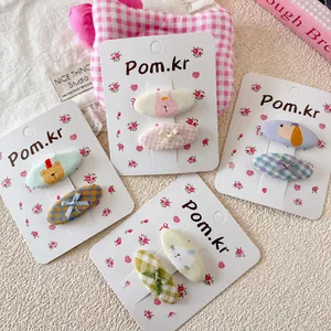 Barrettes à cheveux animaux de dessin animé pour filles avec nœuds et broderies