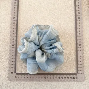 Blue tie-dye oversized chiffon scrunchie for women, 15cm large floral hair accessory