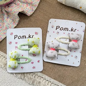 Sweet Floral Bow Hair Clips For Girls Korean Style Fabric Wrapped Duckbill Side Clips Cute Kids Hair Accessories