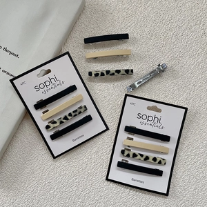 Barrettes à cheveux chics imprimé léopard et rectangulaires mates pour filles et femmes