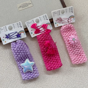 Bandeau Cheveux Enfant Doux Nœud Fleur Étoile Pince à Cheveux Bandeau Élastique au Crochet pour Fillettes Accessoires Cheveux Tissu Strass