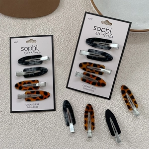 Classic leopard and marble pattern hair clips for styling, 4-piece set in a vintage style