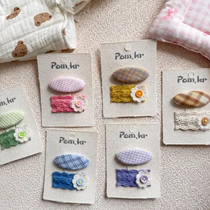 Lot de barrettes en tissu pour filles avec nœuds mignons et fleurs en dentelle colorées