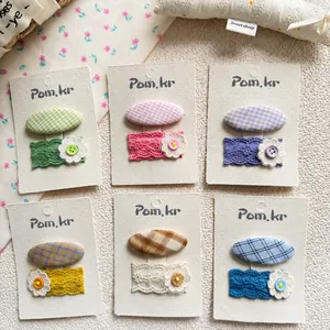 Lot de barrettes à cheveux pour filles avec nœud en tissu, dentelle et boutons fleurs