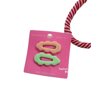 Candy colored wavy oval hair clips set for girls in sweet pink and mint green