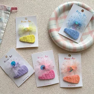 Sweet Korean Style Mesh Bowtie Hair Clips Fabric Polka Dot Sequin BB Hairpins For Girls Kids Daily Decoration Accessories