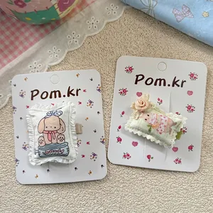 Barrettes à Cheveux en Tissu Doux Chiot Lapin pour Filles Bord en Dentelle Forme d'Oreiller Pinces BB Accessoires de Cheveux Coréens