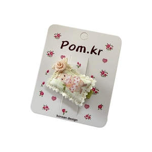 Barrette à cheveux lapin en tissu avec dentelle et rose rose pour filles et femmes