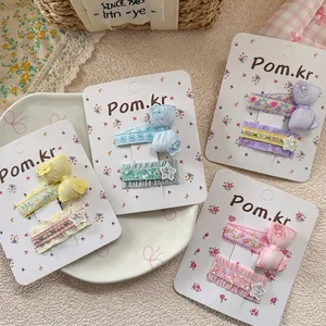 Korean Style Sweet Floral Embroidery Bow Hair Clip Set For Girls Sequins Star Lace Princess BB Side Clip Kids Hair Accessories