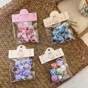 Élastiques à cheveux mignons pour enfants avec cœurs en tissu et boutons étoiles