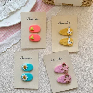 Dolce Set di Fermagli per Capelli in Tessuto Ricamato Fiori Animali per Ragazze Simpatici Orso Anatra Clip BB Accessori per Capelli