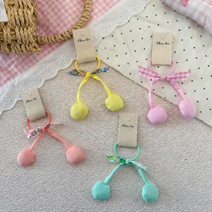 Élastiques À Cheveux Doux Avec Nœud Cerise Pour Filles Bandes Élastiques En Tissu Fait Main Pompon De Fruits De Dessin Animé Accessoires Cheveux Enfants
