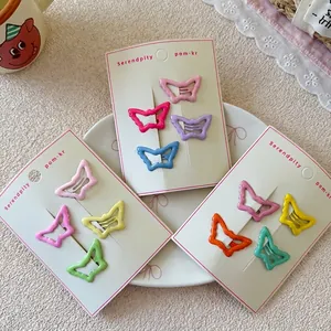 Candy colored butterfly hair clips for kids in various vibrant summer shades set of four