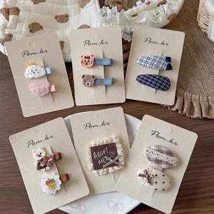 Fermagli per Capelli a Fiocco in Tessuto Stile Coreano per Ragazze Clip BB Animali Ricamati Mollette Plaid Accessori per Capelli