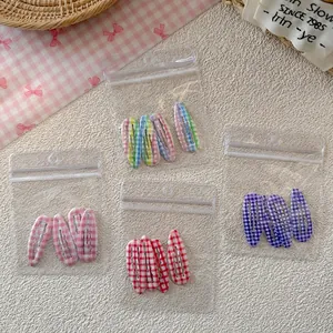 Lot de 4 barrettes à cheveux BB pour filles au motif à carreaux colorés de style coréen