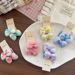 Élastiques à Cheveux Nœud en Tissu Fait Main pour Filles Doux Accessoires de Cheveux Nœud pour Enfants Bandeaux de Coiffure Quotidienne