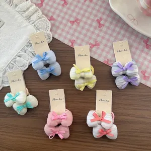 Lot de 6 chouchous avec nœuds mignons pour filles en diverses couleurs pastel