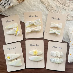 Ensemble de barrettes à cheveux en dentelle jaune avec motifs floraux pour filles