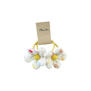 Korean style children's hair ties with yellow floral print fabric for sweet ponytails