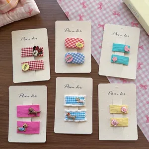 Lot de barrettes à cheveux à carreaux et oreilles de souris pour filles mignonnes