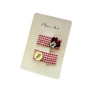Lot de barrettes à cheveux à carreaux rouges avec motif souris pour petites filles